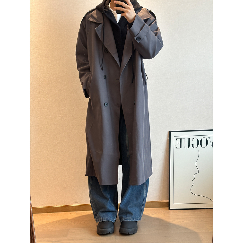男女同款帅气大衣宽松抗皱春秋季双排扣中长款风衣百搭上衣外套潮