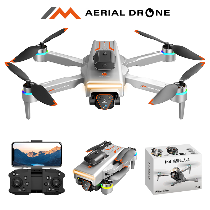 新款M4智能双摄像头可拍照录像光流悬停可翻滚避障折叠无刷无人机