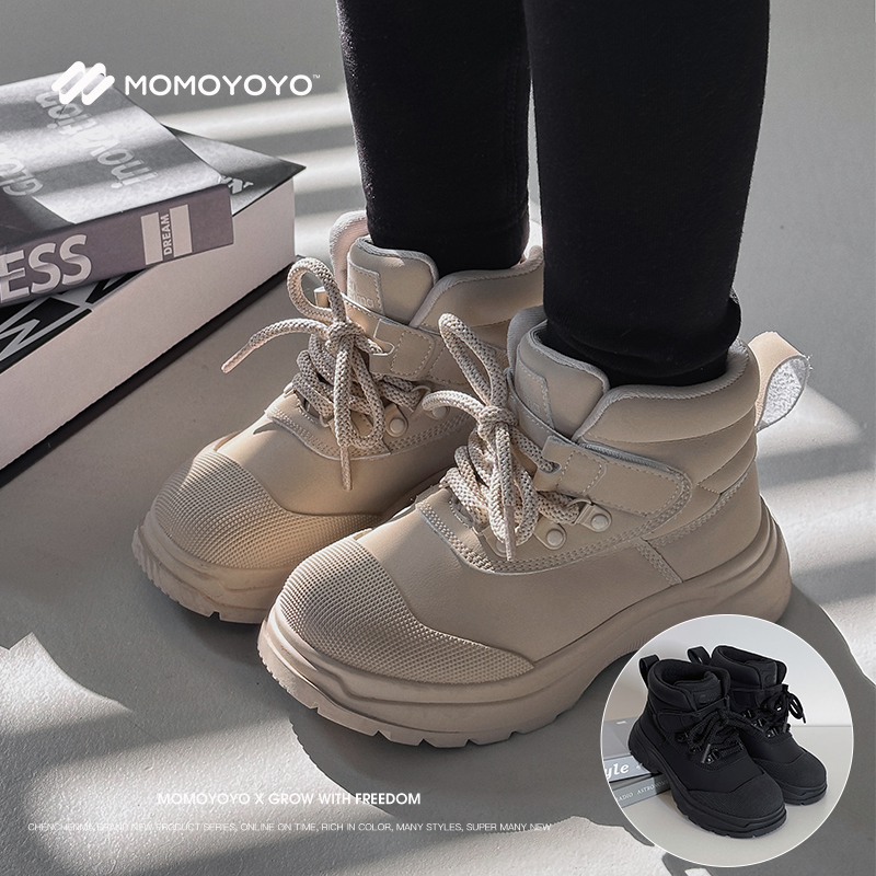 辰辰妈【威化饼干】冬季儿童马丁靴保暖时尚女童高帮童鞋23D08006