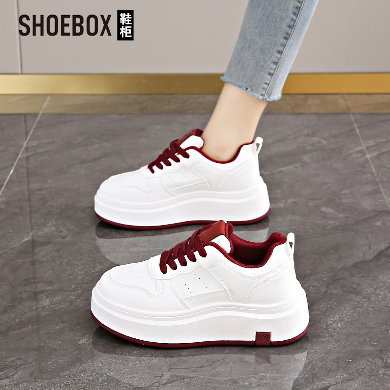 SH0EBOX鞋柜厚底小白鞋女2025新款秋季爆款女鞋高级感休闲板鞋