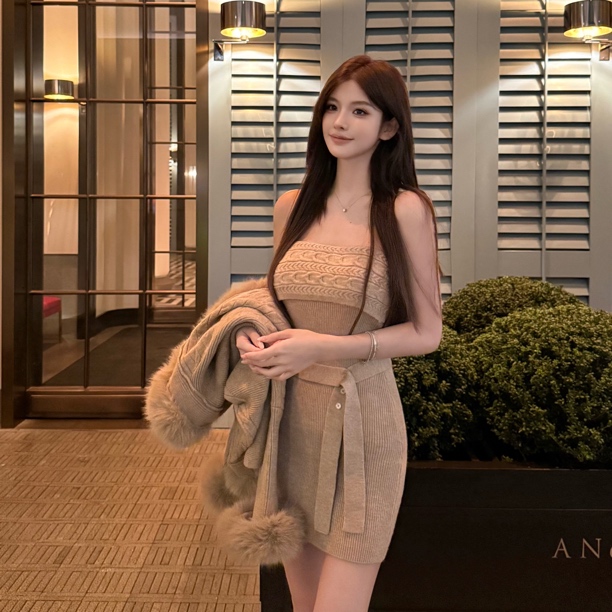 FAY【燕麦雪饼】法式百搭千金风外套抹胸连衣裙秋冬轻奢松弛感套装