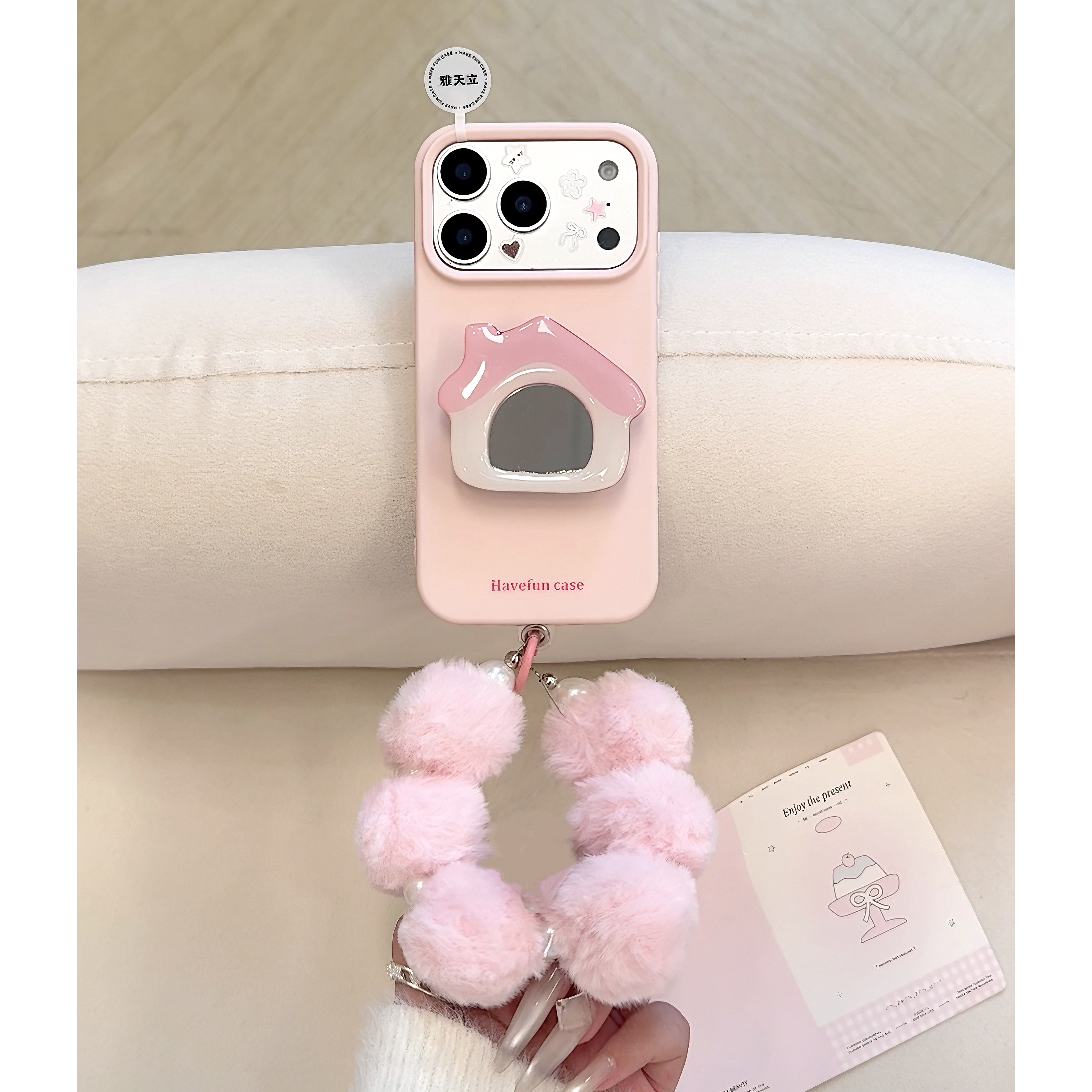 雅天立韩系少女镜面支架适用苹果17/16手机壳华为vivo小米oppo女