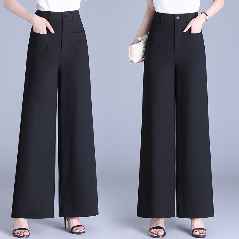 黑色九分裤裤子阔腿裤白色女新款高腰舞蹈宽松长裤女士休闲裤