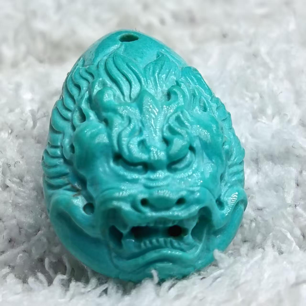 绿松石平安扣吊坠背云配珠龙吊坠无忧化3天变色