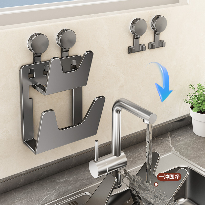 吸盘锅盖架壁挂式免打孔厨房置物架家用多功能墙上砧板架收纳神器