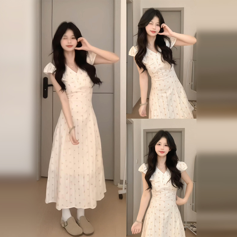 【现货+运补】碎花高级感春季流行穿搭小个子长裙2425