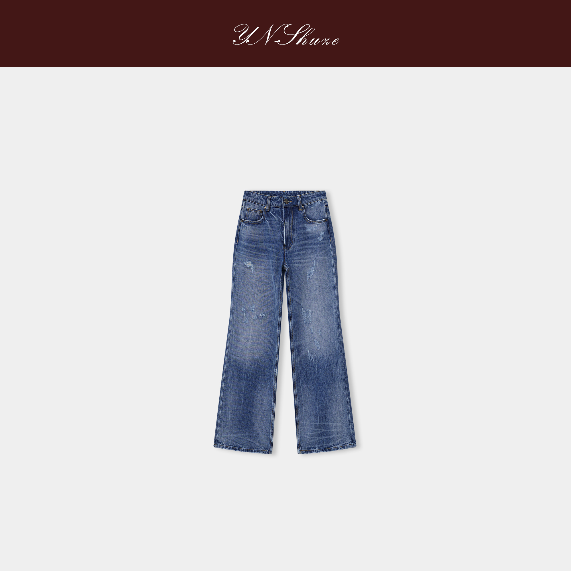 YN-SHUZE【旧巷】渐变中腰长裤复古牛仔裤直筒裤SZ-YNB-100040