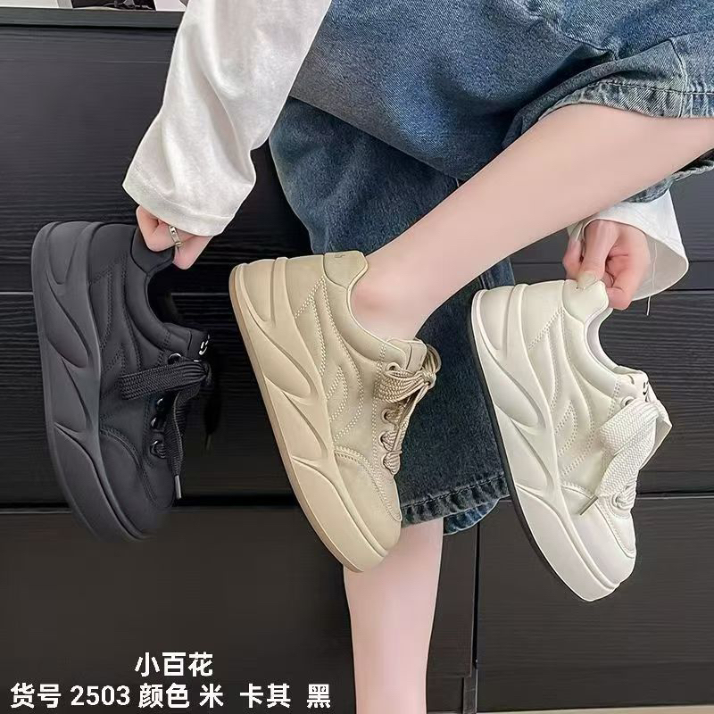 时尚休闲鞋低帮深口小白鞋女鞋圆头面包鞋防水秋季韩版平底