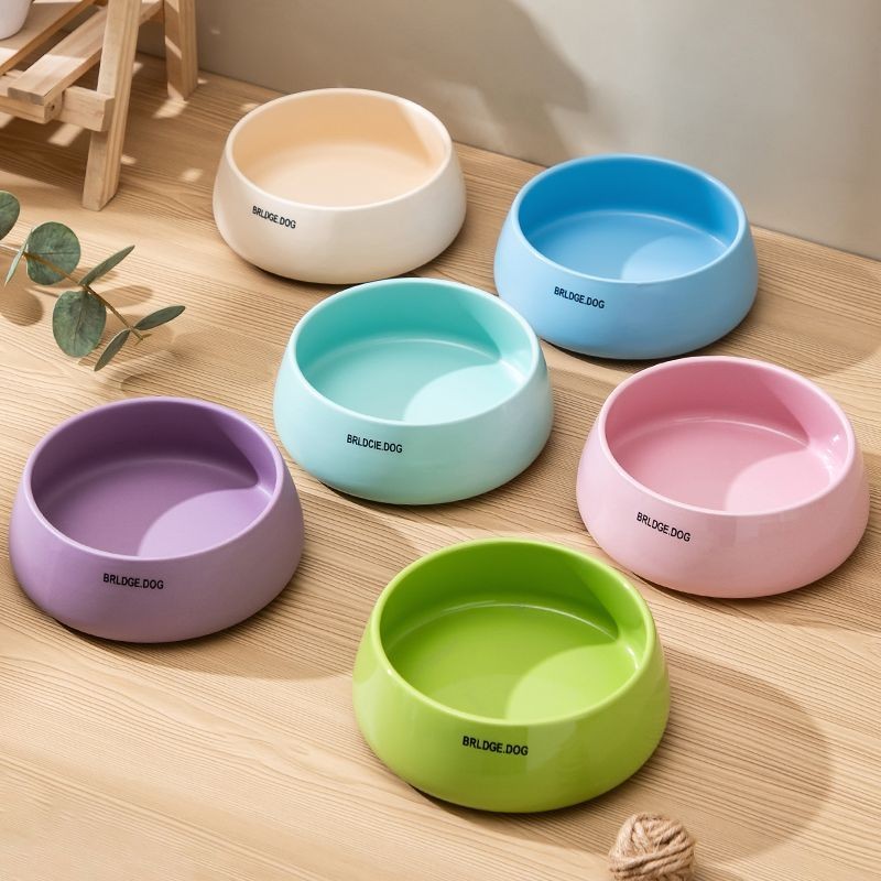 小收口碗可爱猫咪狗狗水碗食盆卡通陶瓷宠物碗食盆家用mmw