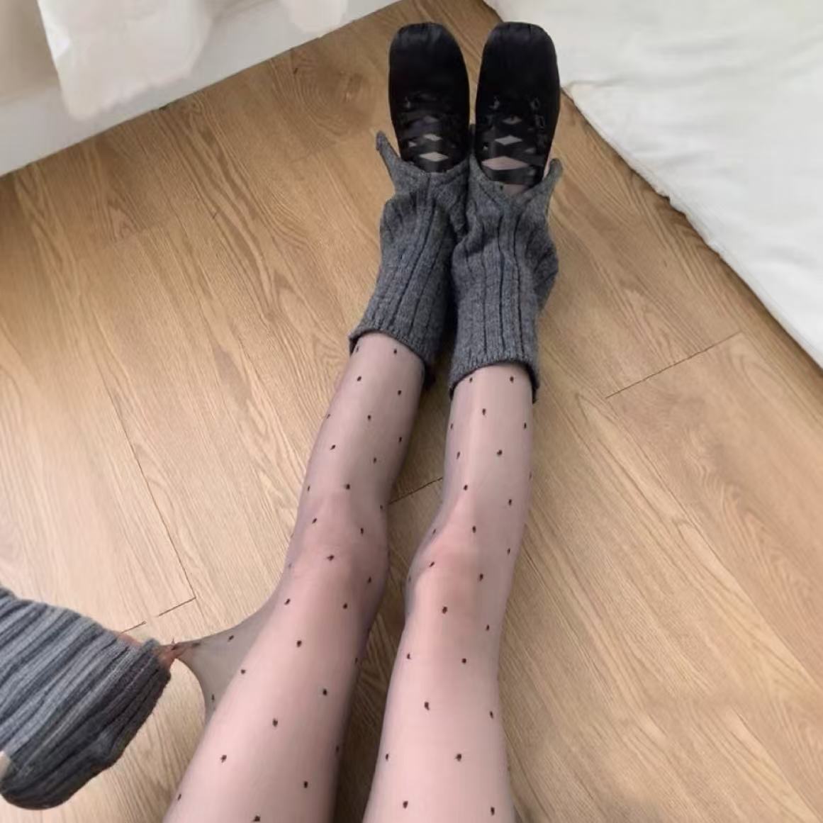 波点黑丝女打底袜连裤袜性感修饰腿型袜套美腿袜秋冬穿搭性感御姐