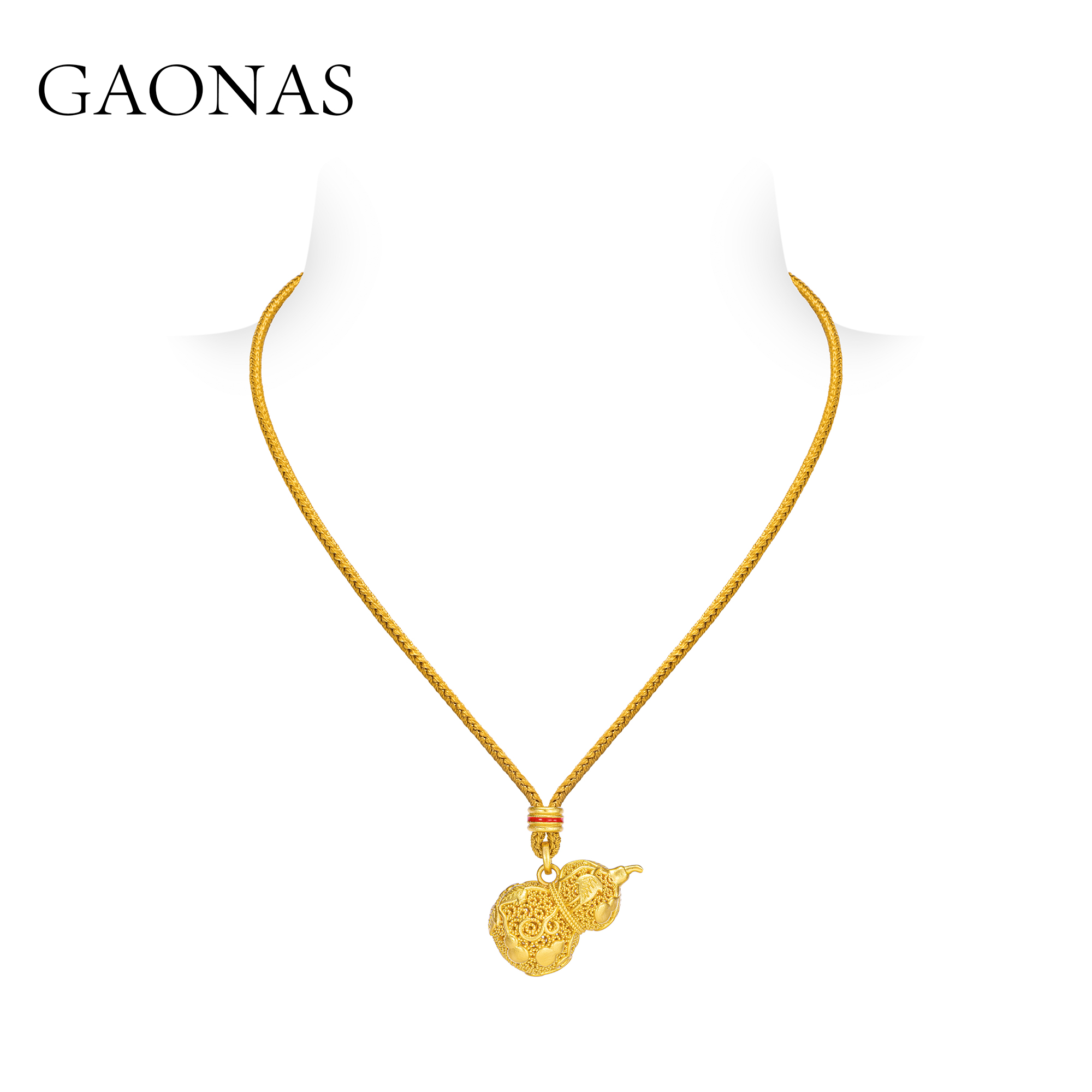 GAONAS 镀K金项链 逍遥游中式时尚金色葫芦项链11495XGO