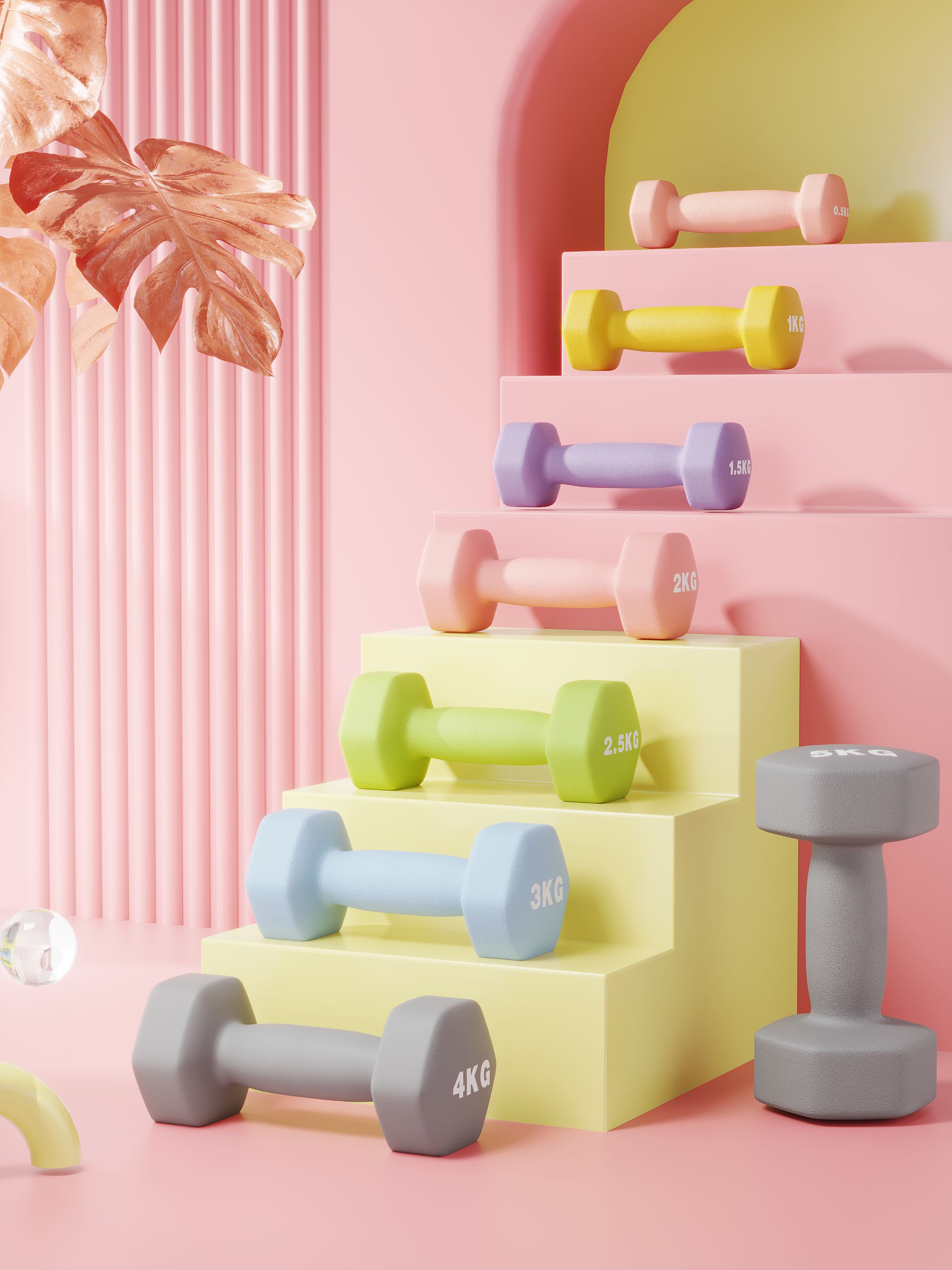 KANGWEISI/康维斯浸塑小哑铃女士居家健身力量训练体积细小