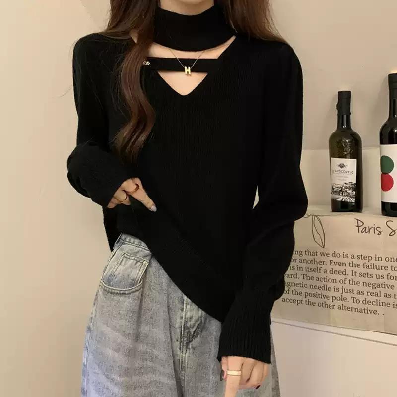 大码女装遮肚子镂空小众长袖打底衫秋冬胖妹妹显瘦半高领德绒上衣