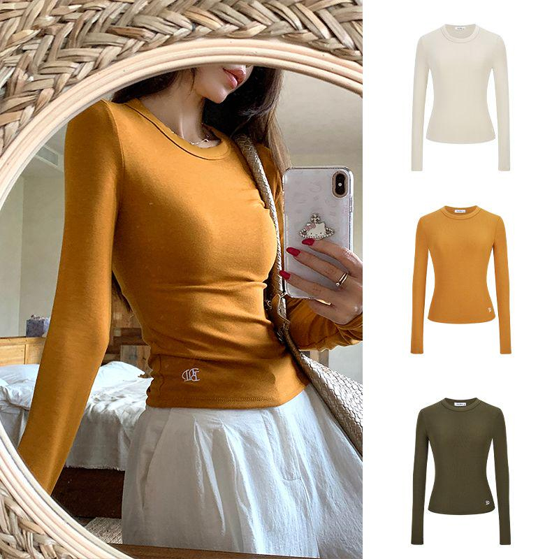 Moses Queen/魔西女王美式辣妹正肩长袖t恤女春秋内搭打底衫上衣