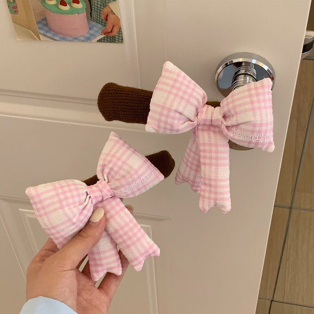 蝴蝶结门把手护套防撞防静电保护套可爱粉色女生卧室装饰房间布置