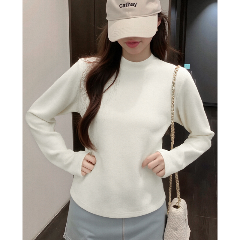 【流风回雪】秋冬半高领长袖保暖打底T恤加厚内搭纯色女