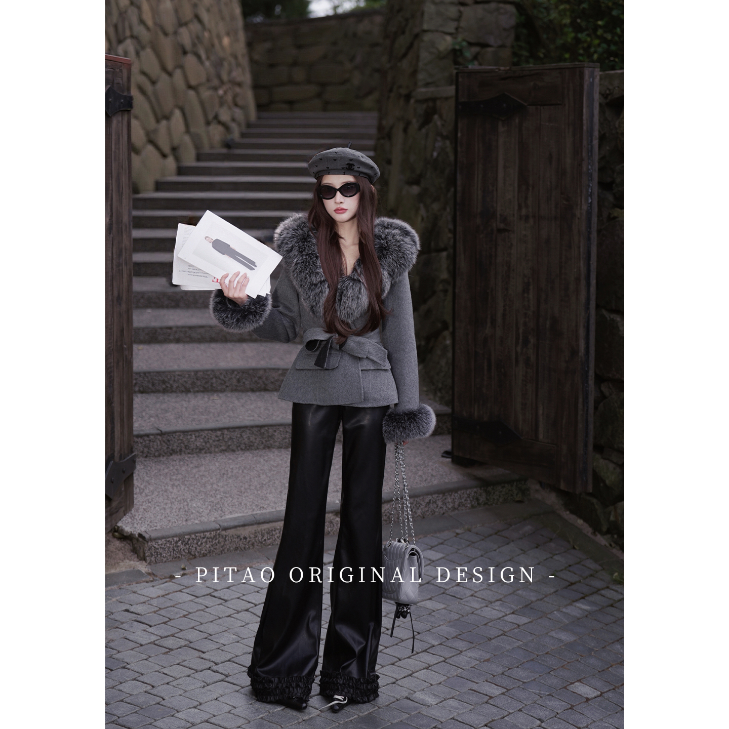 杜屁屁桃PITAO 原创【叛逆甜心】舒适简约时尚百搭秋冬新款轻奢皮裤