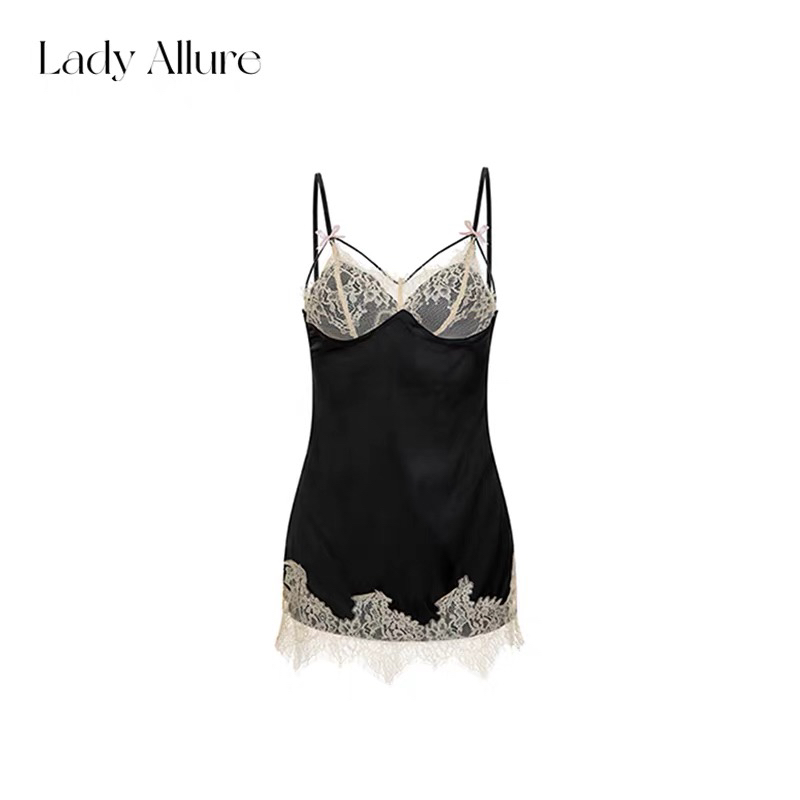 「LA」金屋藏娇*性感镂空蕾丝法式吊带睡裙露背网纱薄款睡衣女夏