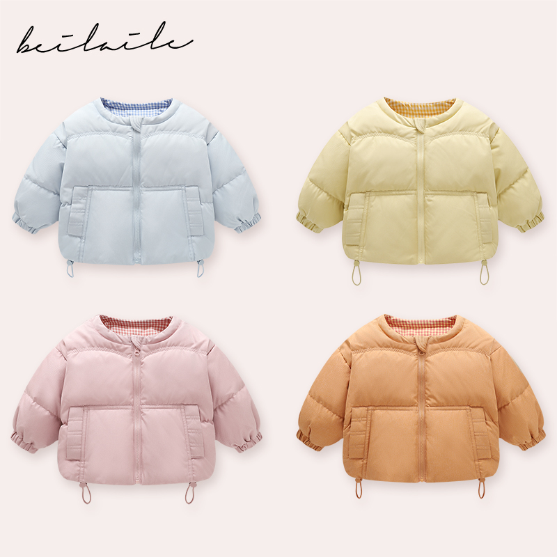【无领面包羽绒 】婴儿童衣服宝宝羽绒外套秋冬白鸭绒J21 AM