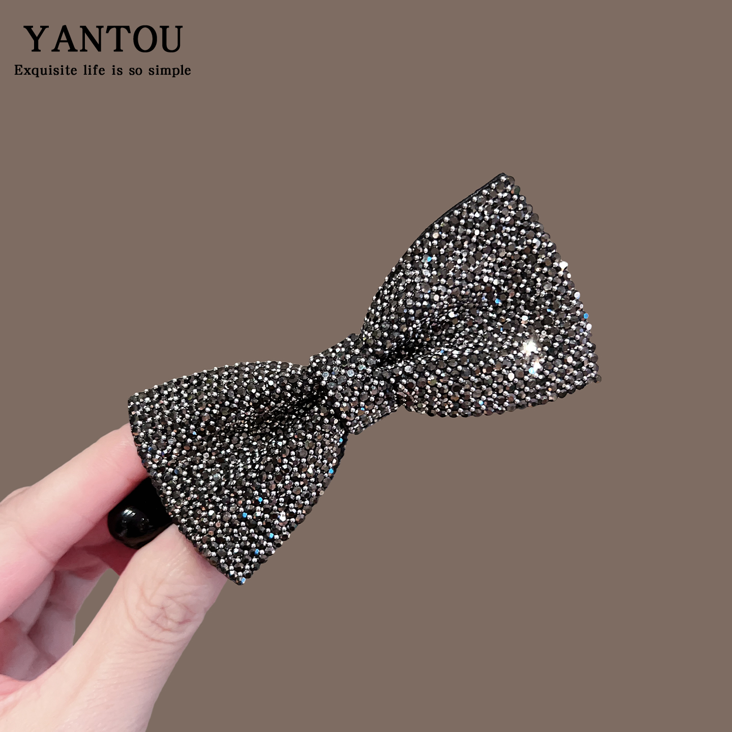 网红百搭闪钻蝴蝶结发夹复古轻奢后脑勺盘发抓夹女时尚气质扭扭夹