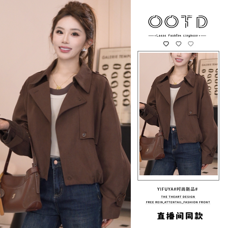 设计感时尚复古风衣外套女士2025年秋冬新款宽松休闲百搭短款上衣