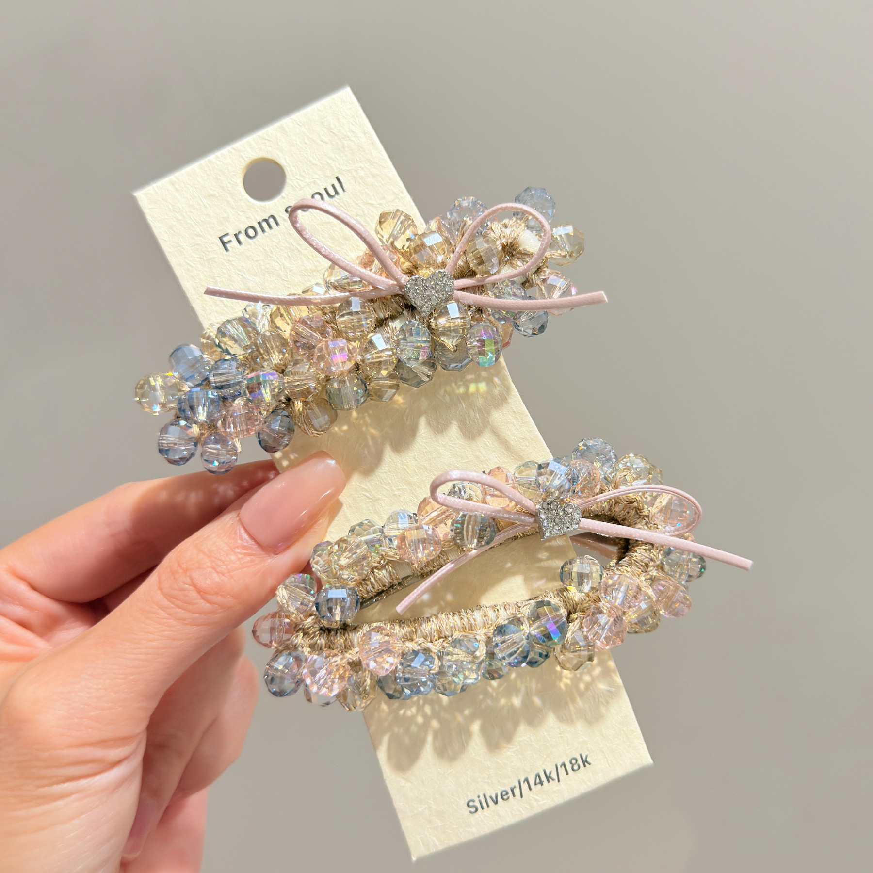 韩式精致水晶蝴蝶结发夹轻奢优雅温柔侧边刘海碎发夹BB夹子发饰女