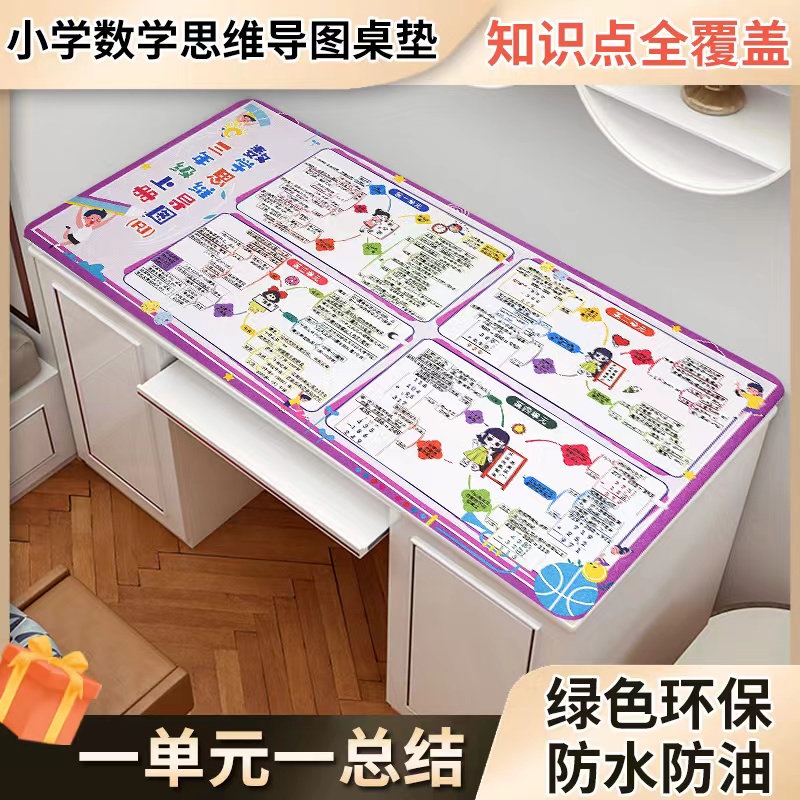 老师推荐小学数学一至六年级教材同步单元思维导图辅导桌垫上册
