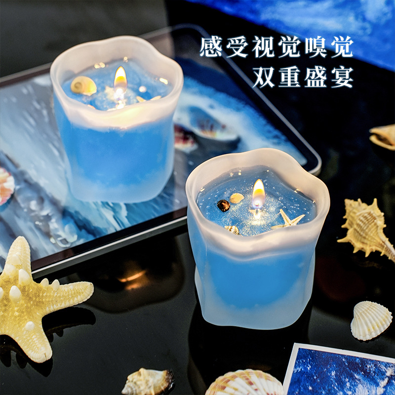 海洋贝壳香薰蜡烛批发家用室内持久香氛摆件小众高级感生日伴手礼