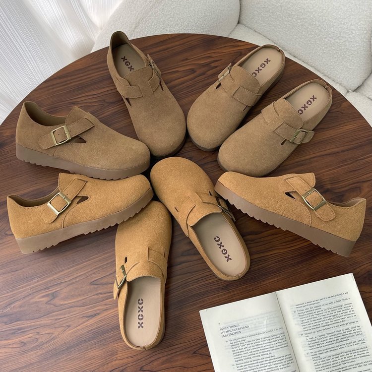 XGXC复古文艺勃肯包头半拖秋季新款百搭休闲舒适软底勃肯女鞋拖鞋
