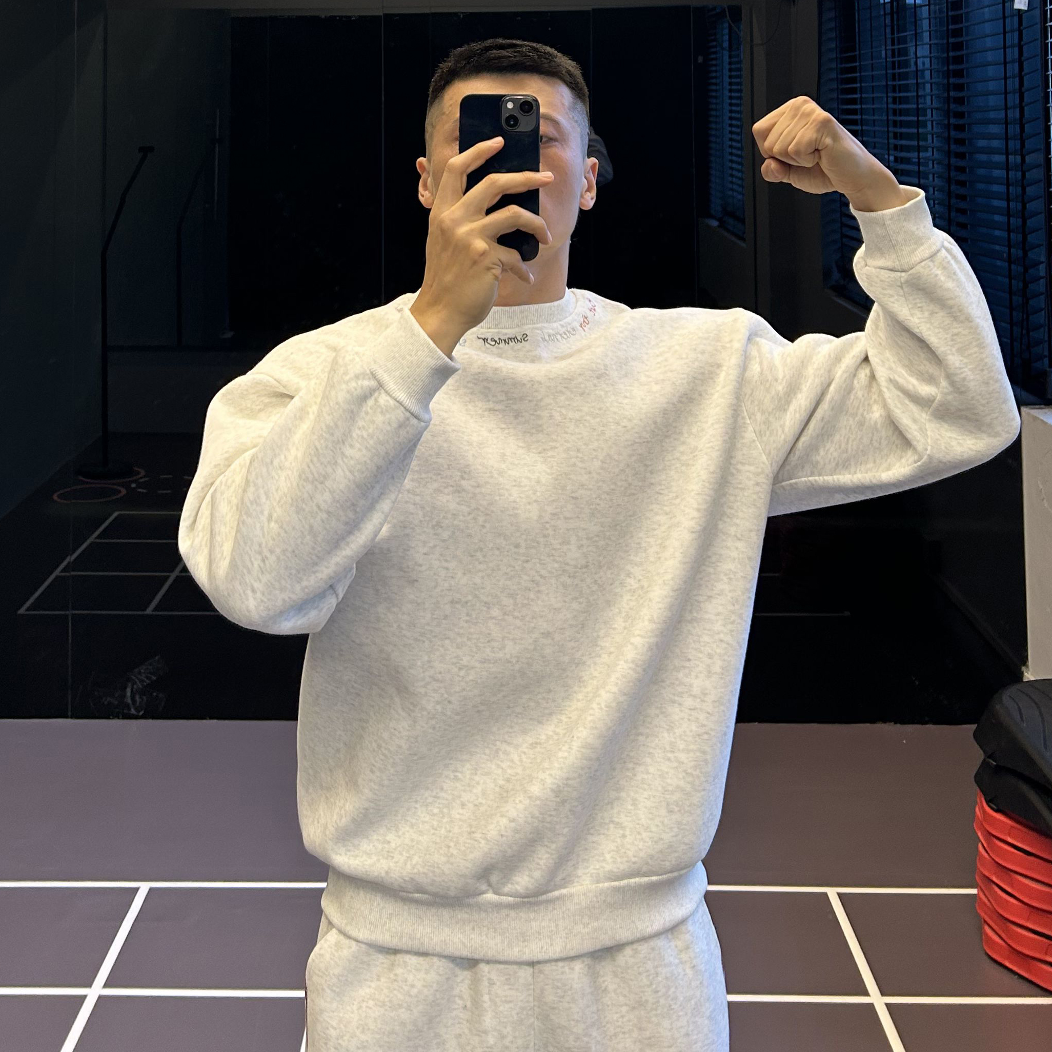 加大码300斤重磅廓形卫衣男字母印花圆领长袖宽松休闲套头衫秋冬