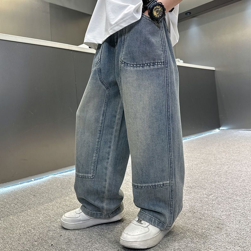 男童牛仔裤春秋宽松新款儿童春夏裤子中大童薄款阔腿长裤超软洋气