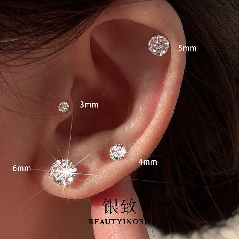 足银耳饰 999足银女耳环耳饰耳骨钉小巧爆闪防堵针饰品