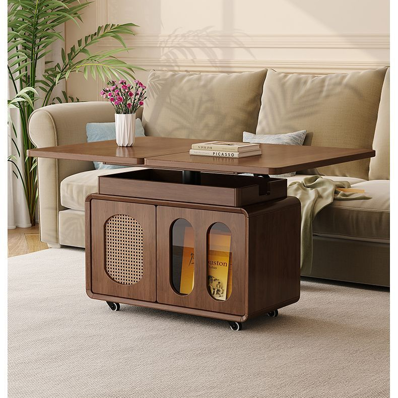 实木大气可移动茶几餐桌客厅沙发边柜边几储物柜小户型轻奢茶桌