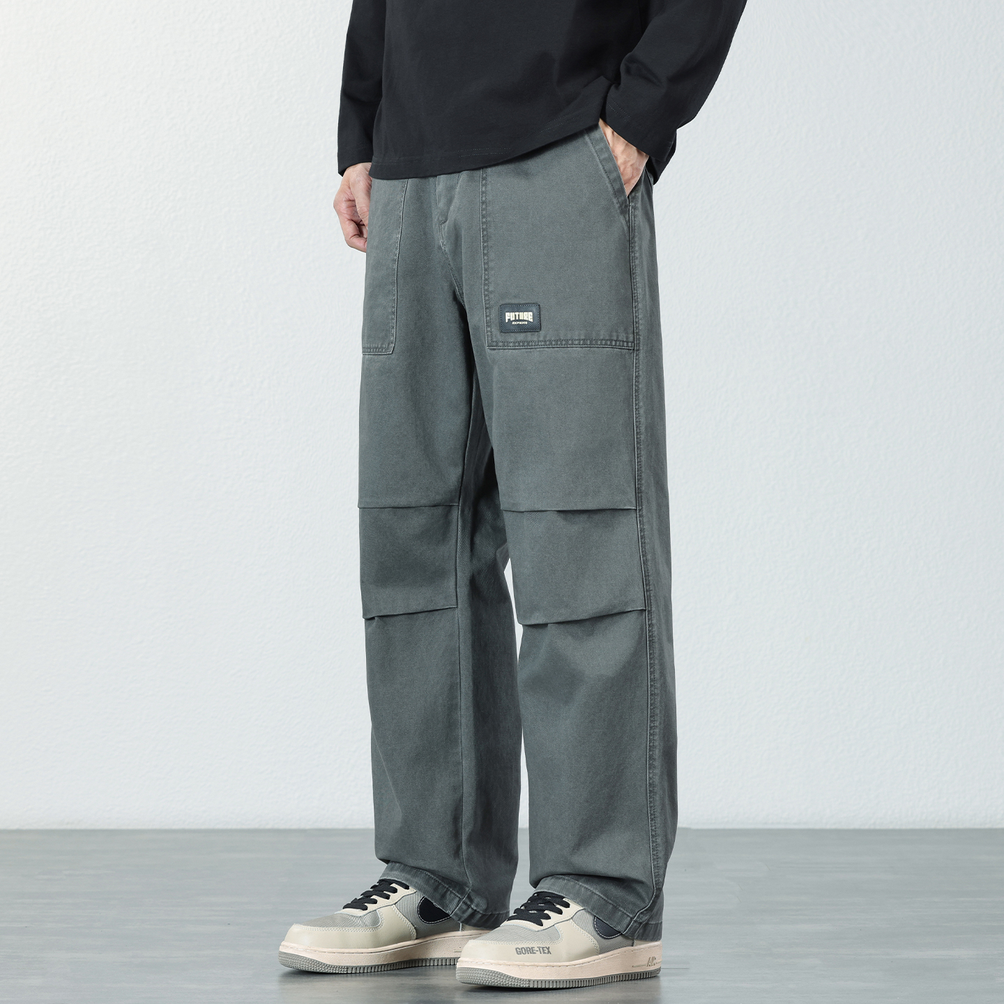 原创潮牌日系阔腿工装裤男士2025秋冬季宽松百搭纯棉直筒休闲裤子