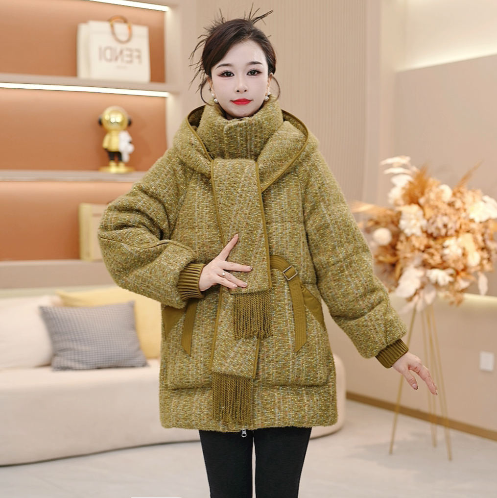 连帽拼色气质保暖时尚加厚羽绒服新款宽松2025年冬季SJYH3920