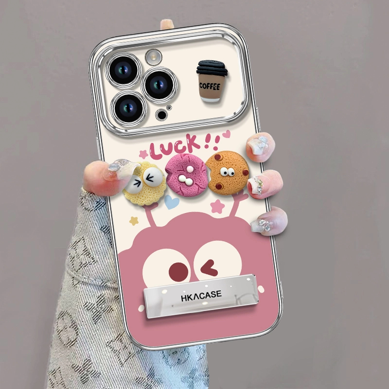 煤球咖啡适用苹果VIVO华为OPPO小米电镀大视窗iPhone16手机壳