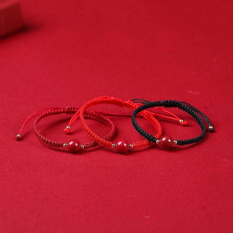 朱砂手链女编织红绳圆珠本命年一颗朱砂编织手绳情侣闺蜜款