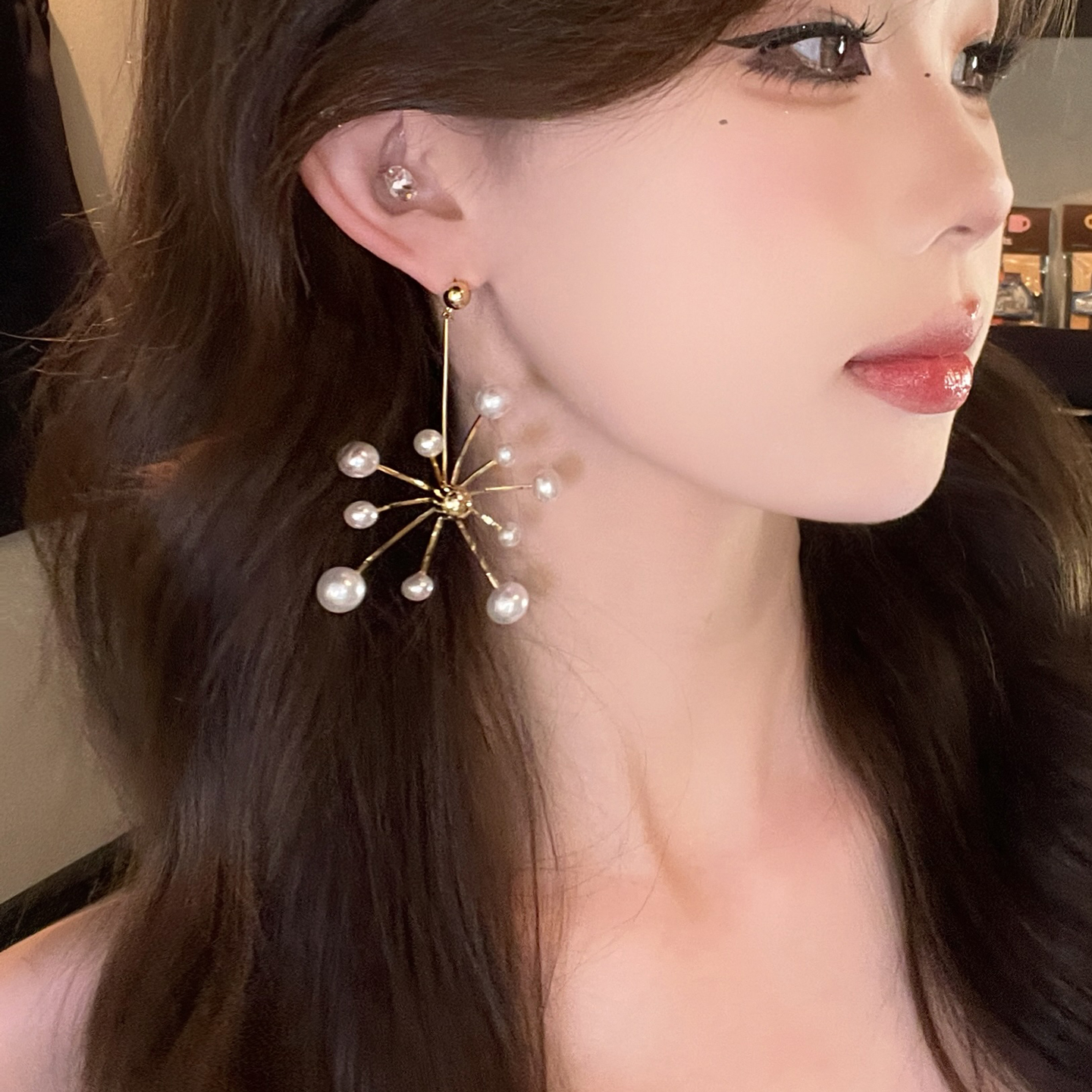 铁合金仿珍珠耳饰 欧美复古夸张气质耳环小众独特设计高级感耳饰