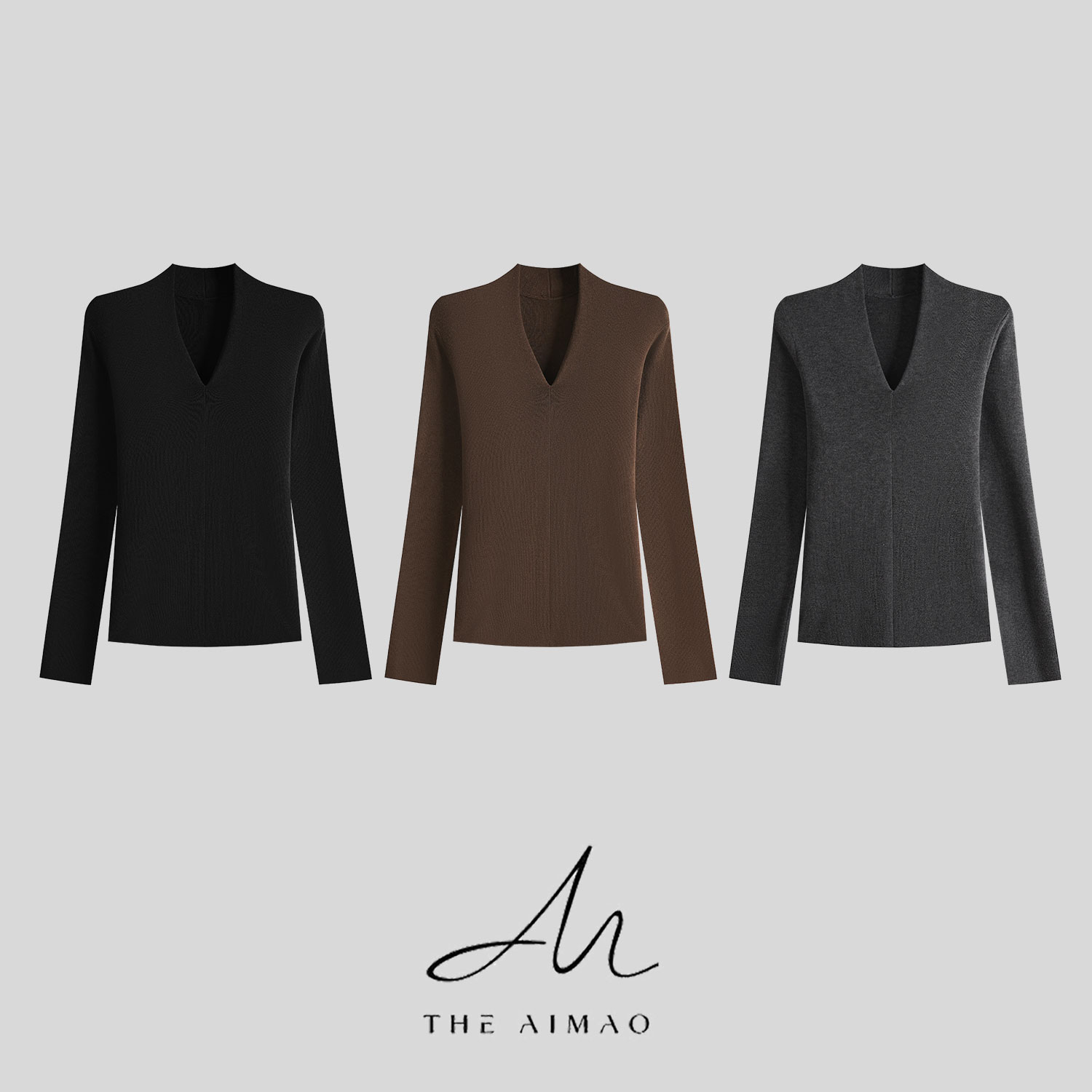 【THE AIMAO】“妙简于型”绵羊毛真丝混纺柔软亲肤显瘦上衣XYX82785