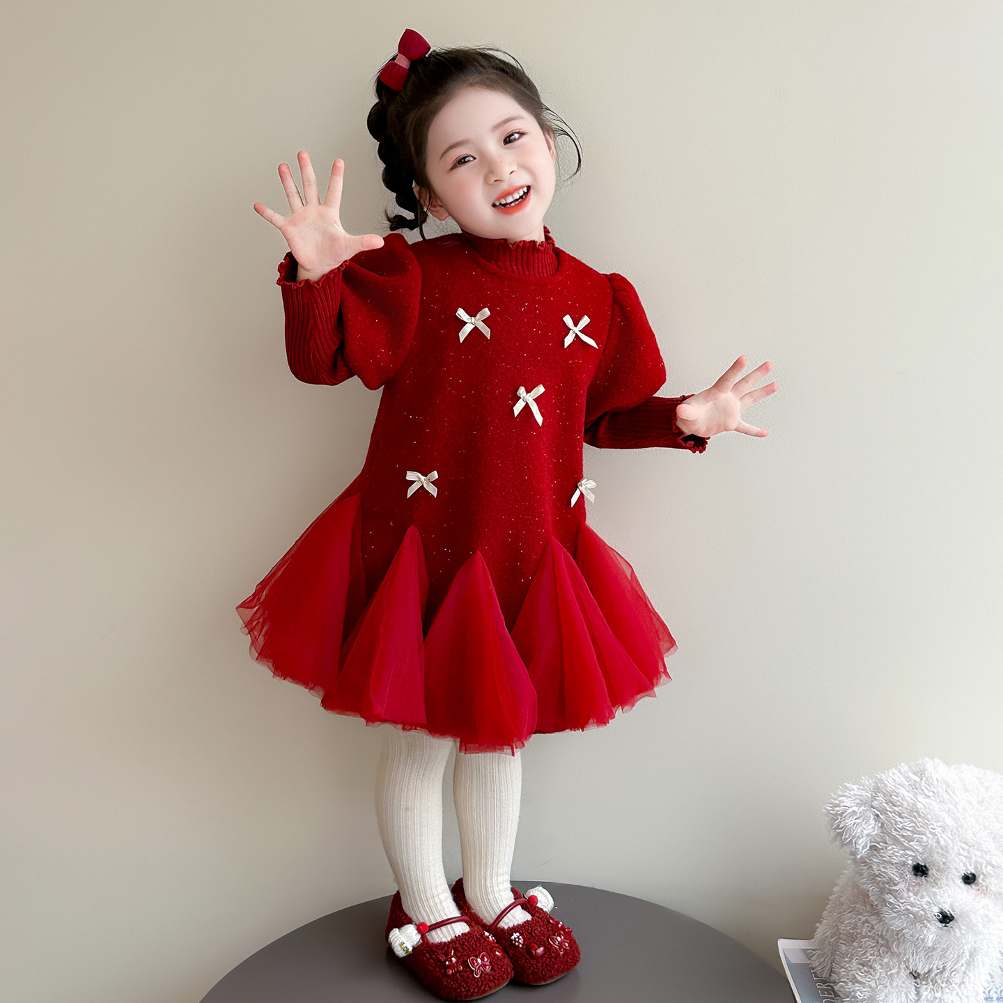 女童新年服套装儿童秋冬装新款韩版洋气女宝宝冬季连衣裙两件套潮