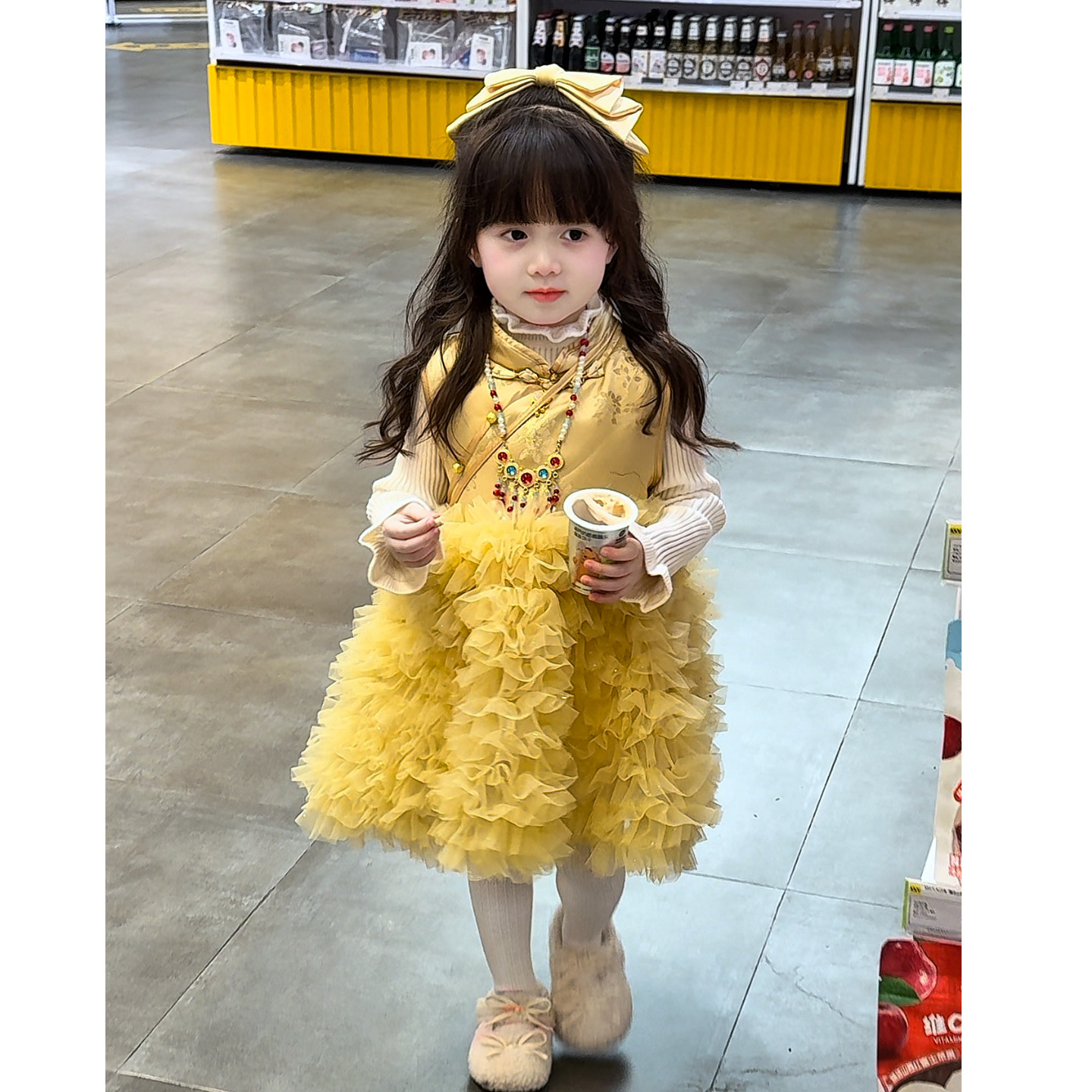 女童国风连衣裙冬装2025新款周岁礼服小童洋气公主裙女宝宝套装