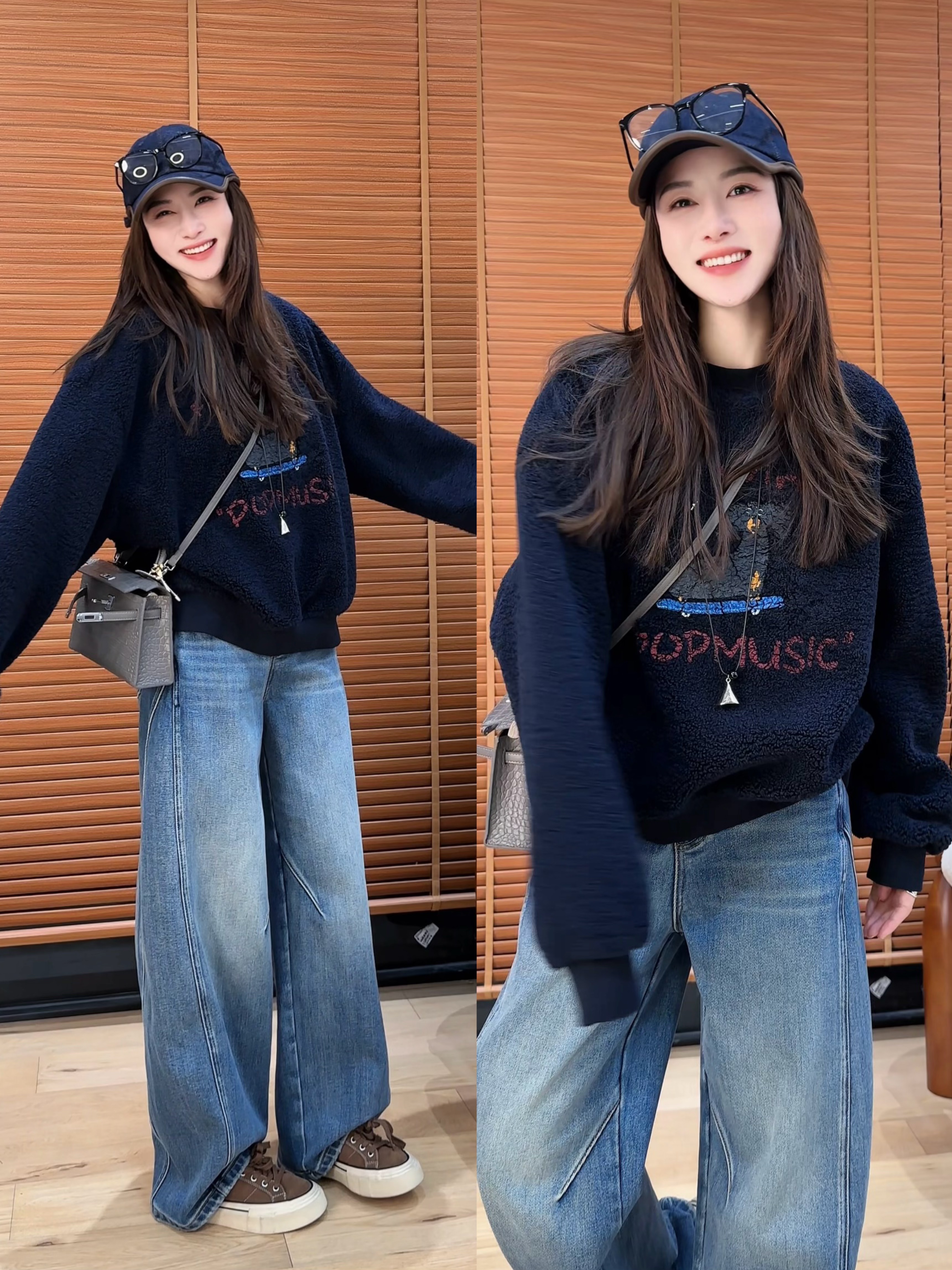 月月 2025冬季新款小众设计字母小狗颗粒经典绒感卫衣 2512C8769