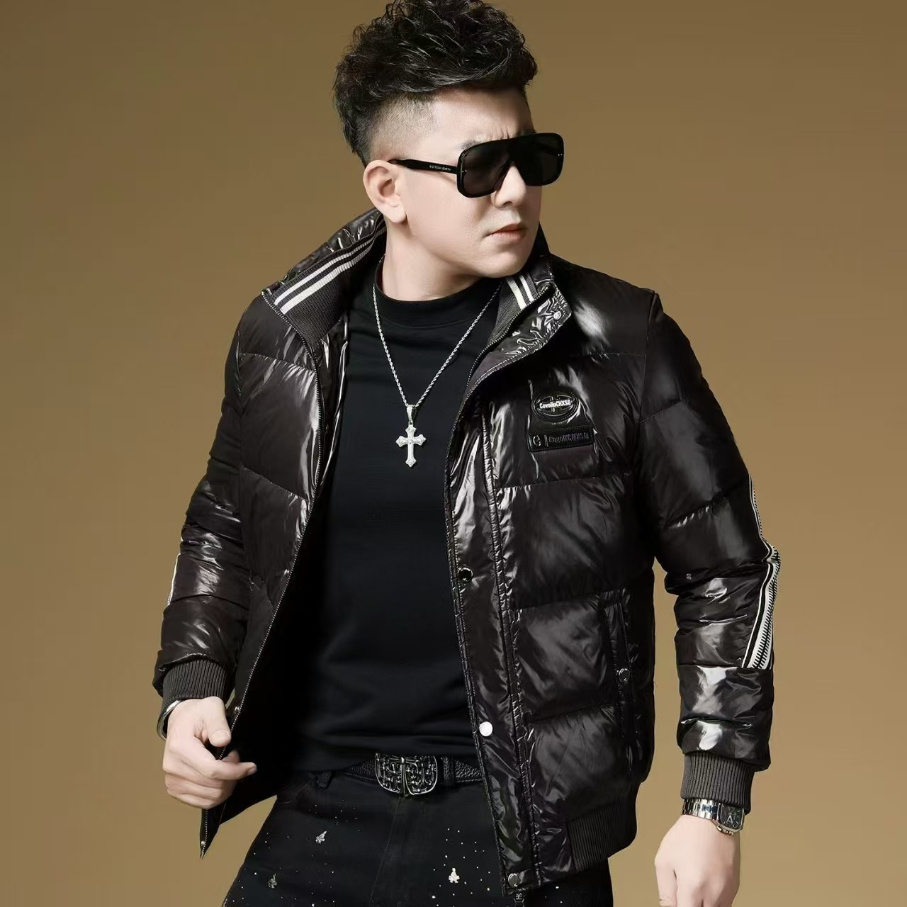 欧洲站潮流立领加厚冬天男士羽绒服爆款2025新款冬季休闲保暖外套