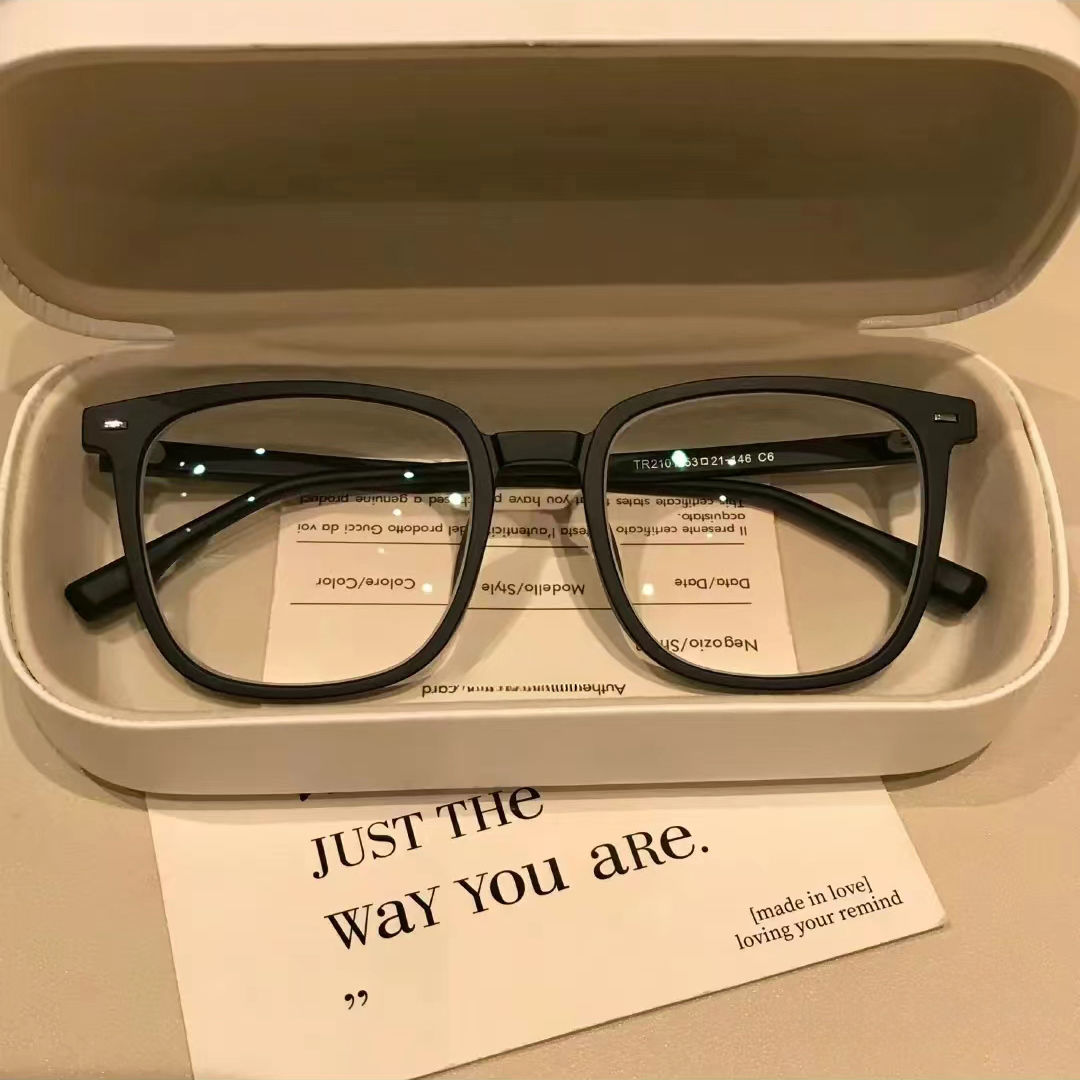 平光眼镜文艺素颜深邃黑色方框近视可配有度数男斯文伪素颜防蓝光