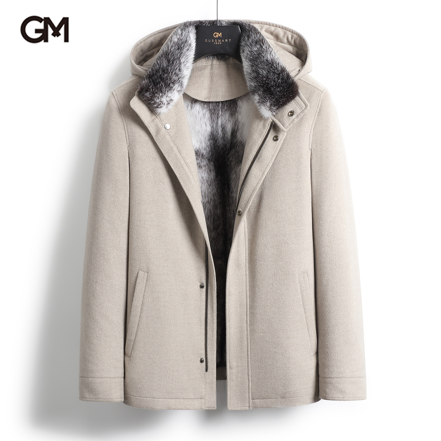 GUSS MART/戈斯迈特进口整貂派克服男士水貂皮草内胆羊毛大衣外套