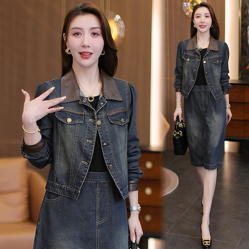 简约通勤秋季时尚套装女2025春秋季新款时尚牛仔洋气休闲风两件套