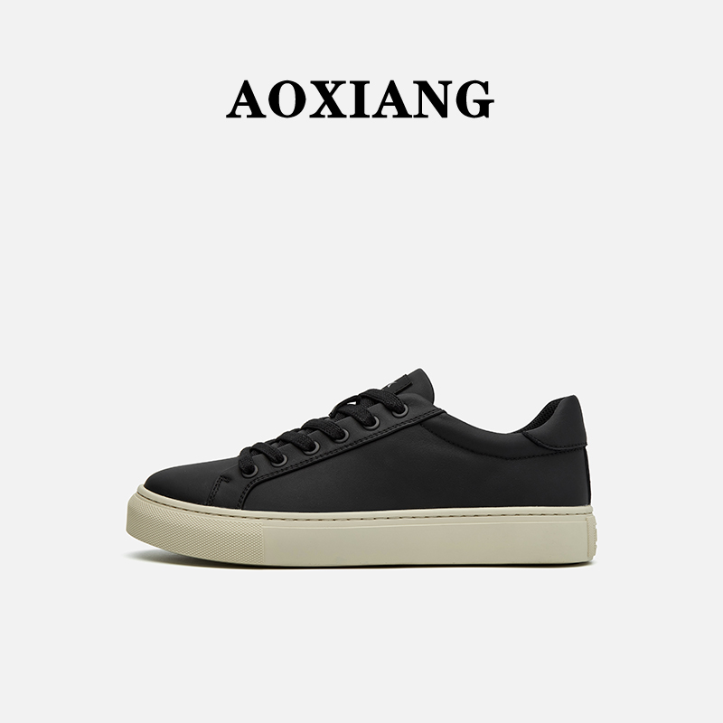 奥象男鞋2025新款秋季男休闲真皮皮鞋韩版潮流软底透气男鞋板鞋男
