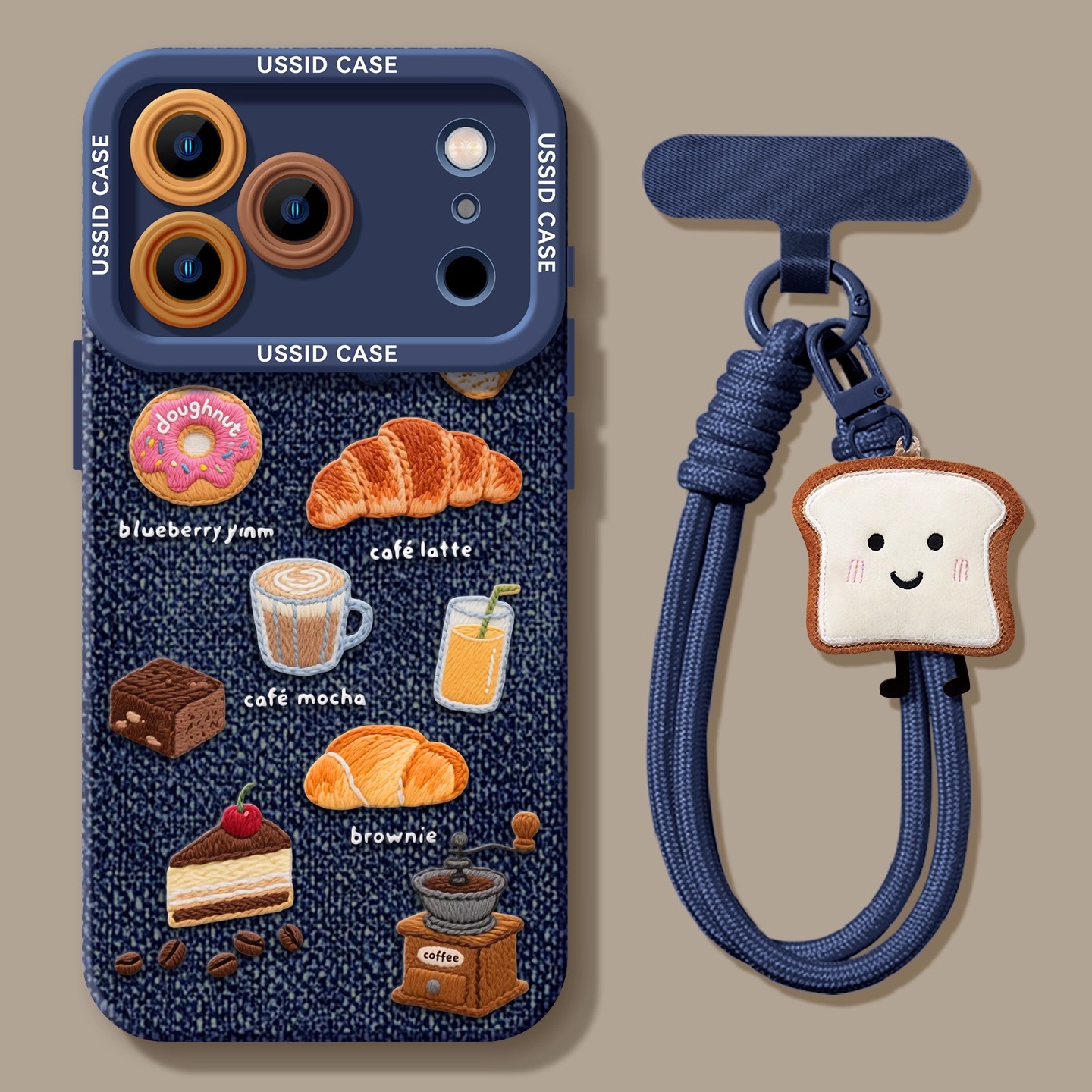 适用苹果17promax手机壳新款iphone17刺绣牛仔16带挂绳16pro防摔