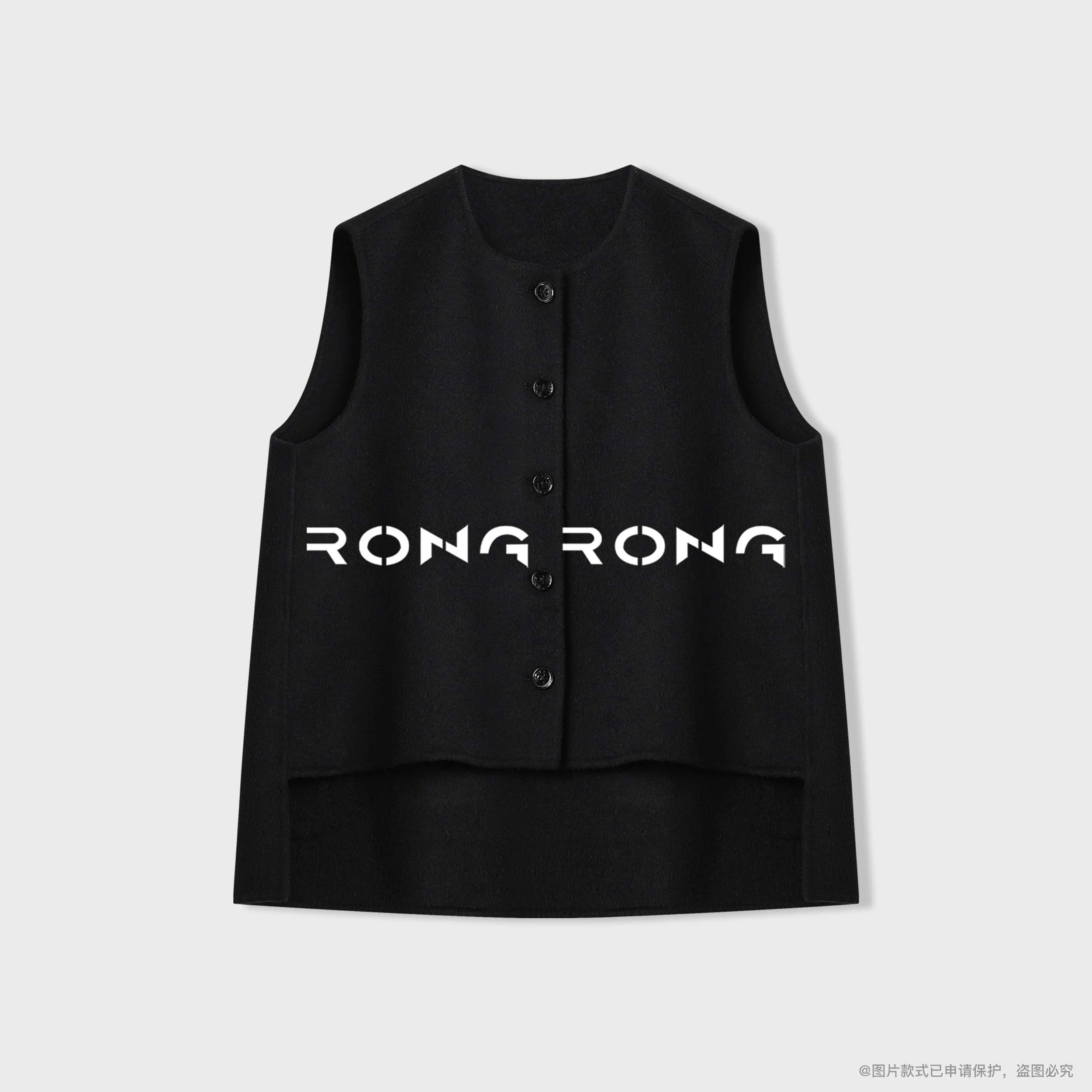 溶溶【墨渊雾霭】RONGRONG 羊毛莱赛尔山羊绒混纺层次马夹2508K900