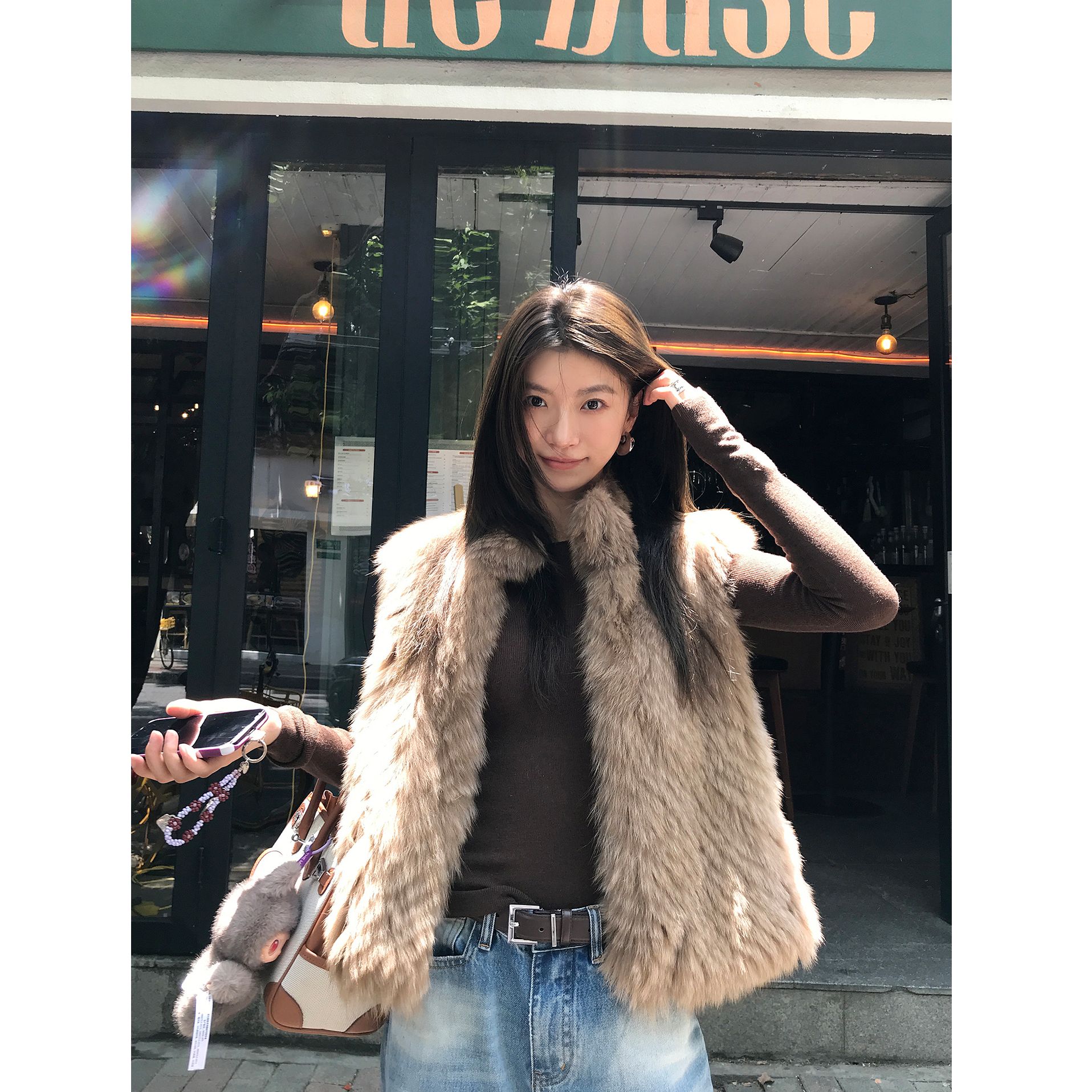 超好看时尚仿皮草马甲女2025秋冬季新款简约气质时髦马夹外套